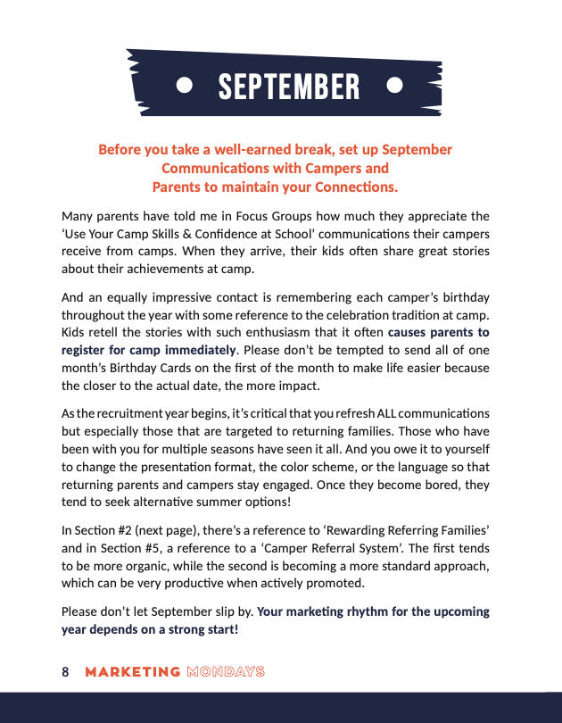 Camper Recruitment & Retention Playbook - p 8